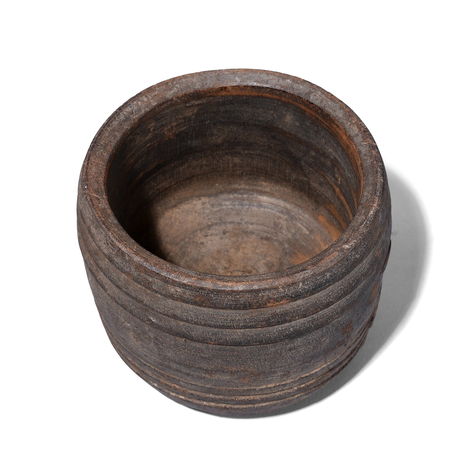 Interior Of Option 4 Antique Himachal Cedar Wood Milk Pot From The Kullu Valley With Original Lid 