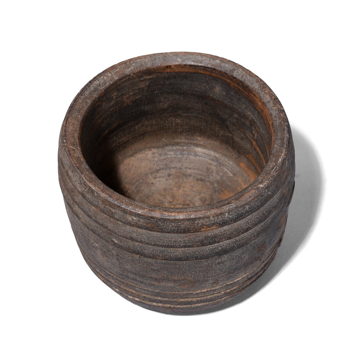 Interior Of Option 4 Antique Himachal Cedar Wood Milk Pot From The Kullu Valley With Original Lid 