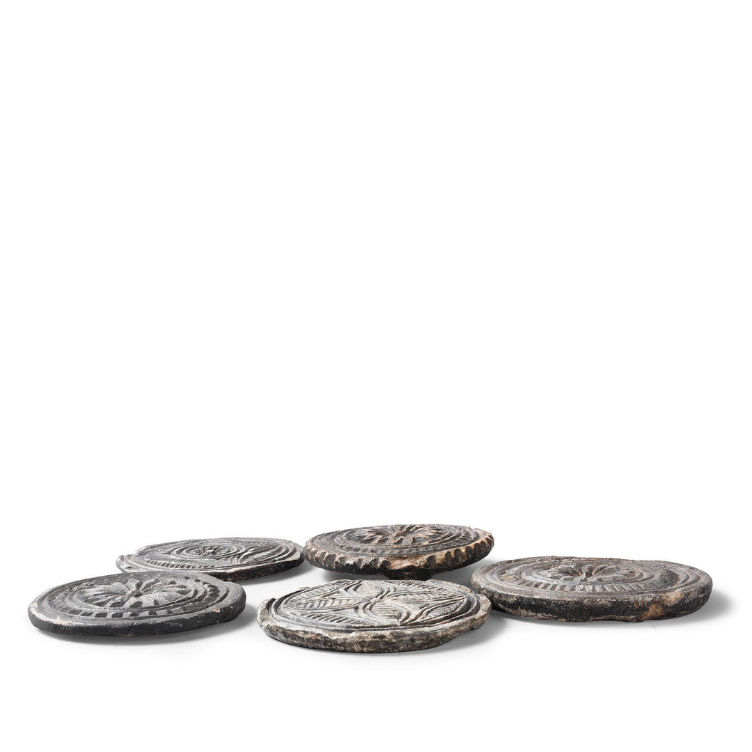Vintage Indian Stone Chapati Seal Coasters | Indigo Antiques