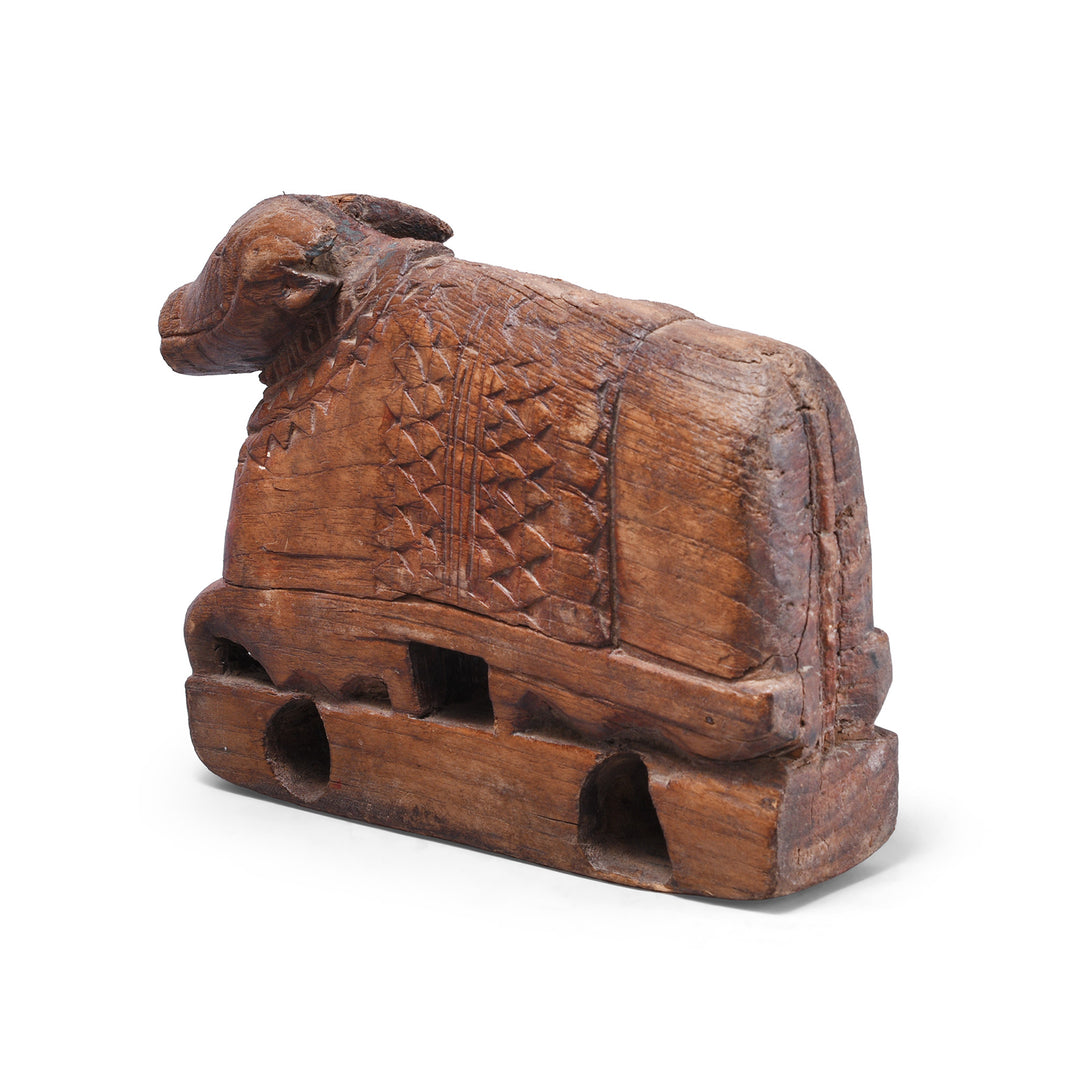 Rear View Of Antique Indian Nandi Bull Toy From Andhra Pradesh | Indigo Antiques