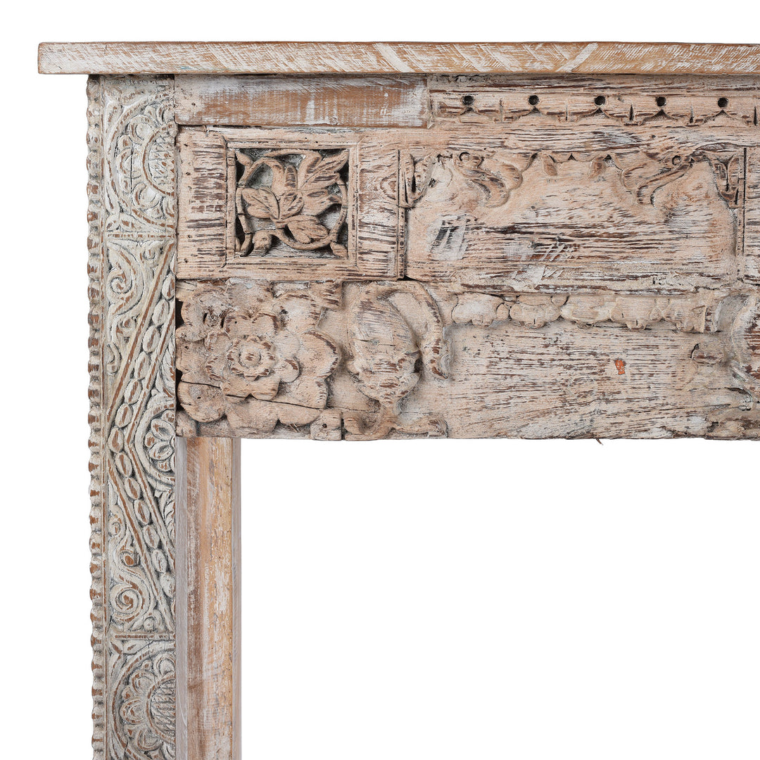 Corner Detail From Painted Console Table Made From Reclaimed Teak 