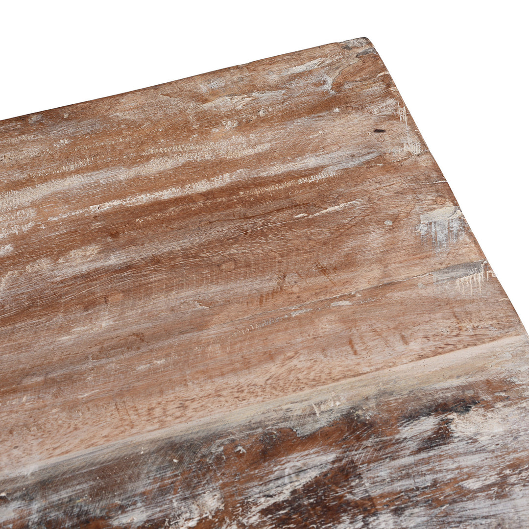 Top Corner Detail From Painted Console Table Made From Reclaimed Teak 