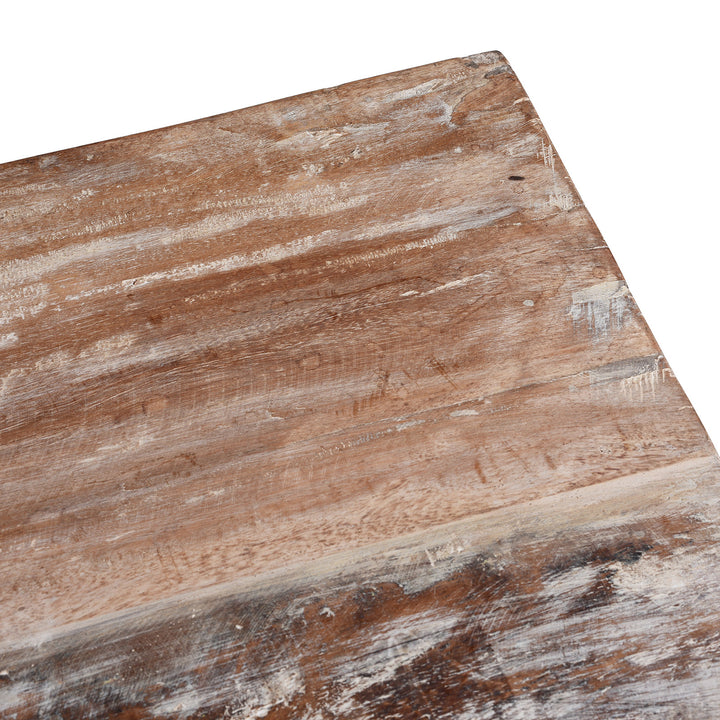 Top Corner Detail From Painted Console Table Made From Reclaimed Teak 