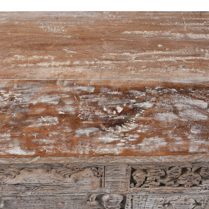 Surface Detail From Painted Console Table Made From Reclaimed Teak 