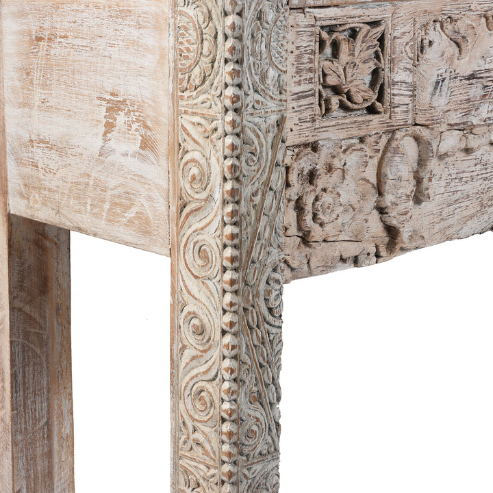 Leg Carving Detail From Painted Console Table Made From Reclaimed Teak 