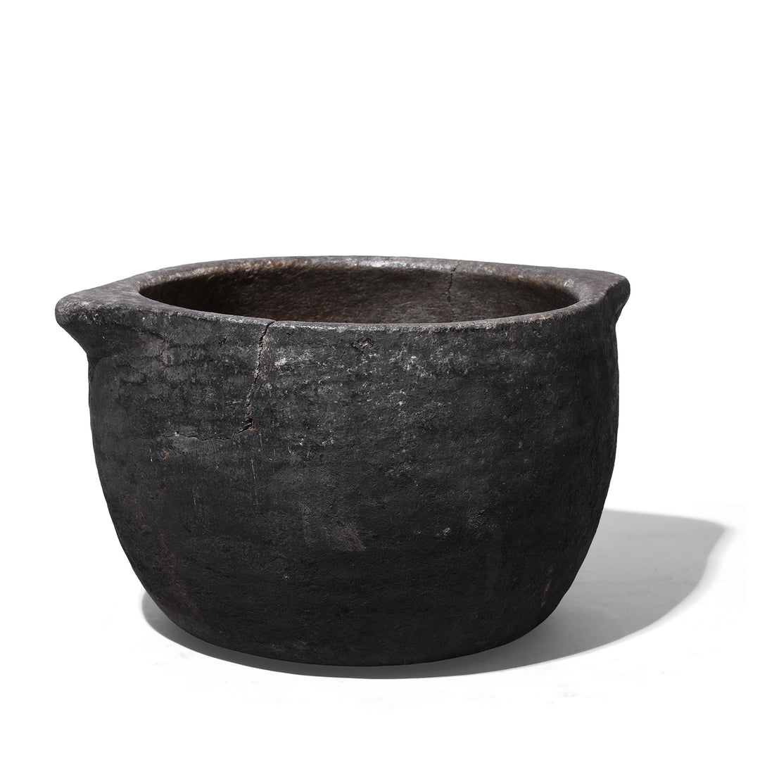 Back Of Stone Pot For Planter With Weathered Hand Carved Stone Surface