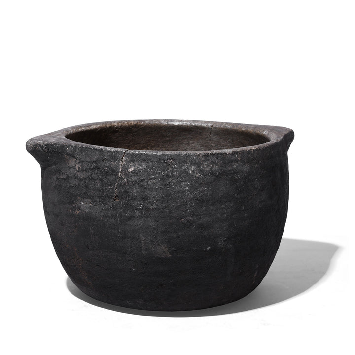 Back Of Stone Pot For Planter With Weathered Hand Carved Stone Surface