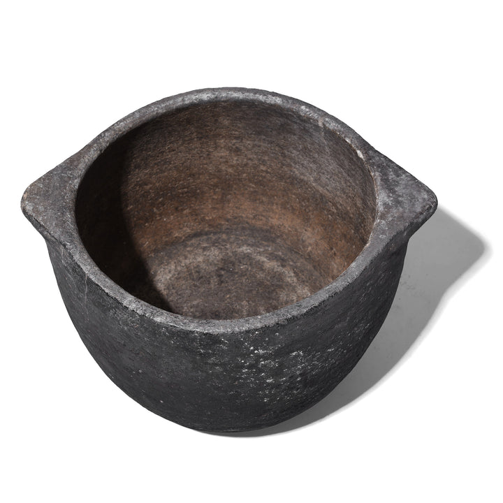 Interior Of Stone Pot For Planter With Weathered Hand Carved Stone Surface