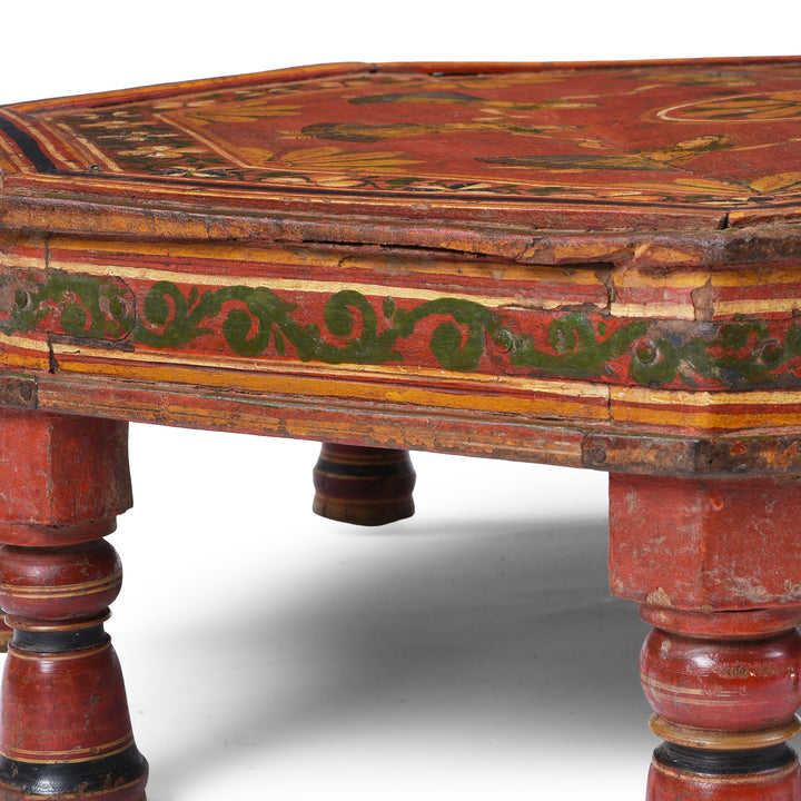 Paintwork Detail From Antique Indian Painted Bajot Low Table | Indigo Antiques