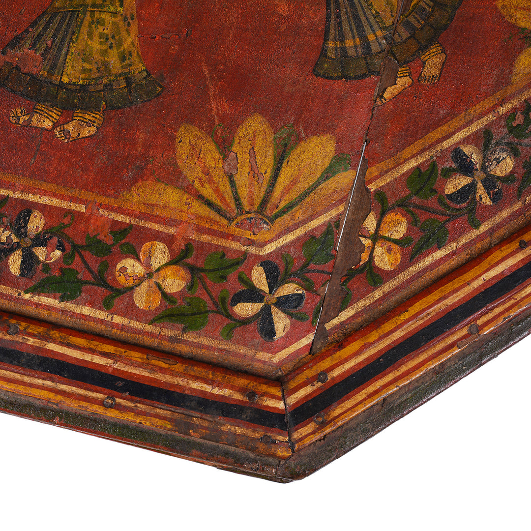 Paintwork Detail From Antique Indian Painted Bajot Low Table | Indigo Antiques