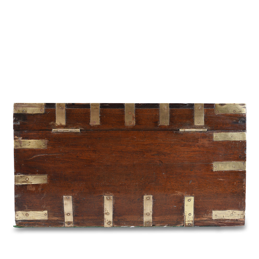Back Of Brass Bound Malabar Rosewood Chest With Fitted Interior From Kutch Gujarat