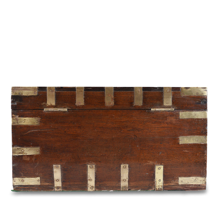 Back Of Brass Bound Malabar Rosewood Chest With Fitted Interior From Kutch Gujarat