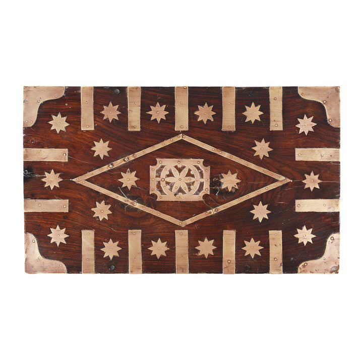 Top Down View Of Brass Bound Malabar Rosewood Chest With Fitted Interior From Kutch Gujarat