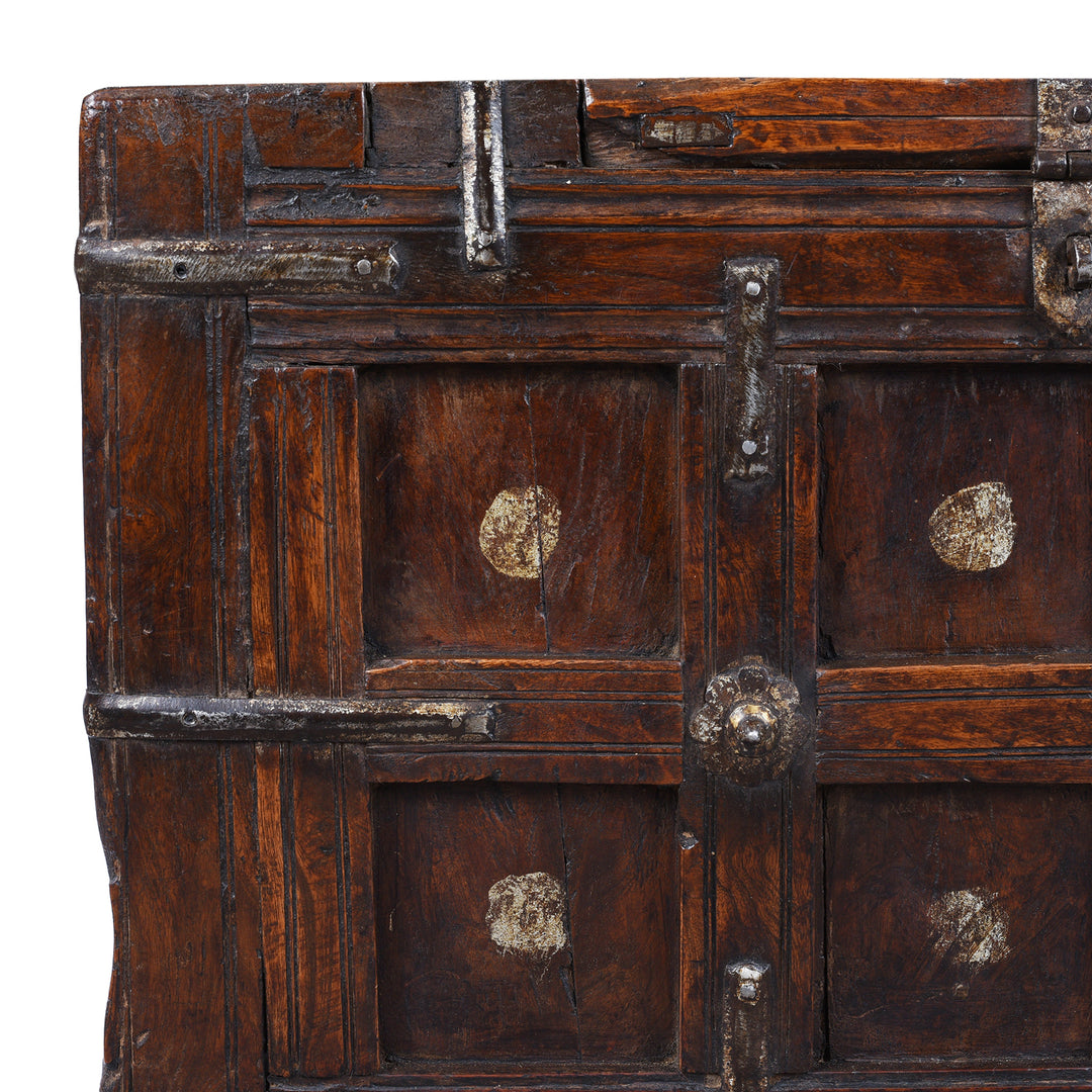 Corner Detail From Antique Indian Stick Box Storage Chest | Indigo Antiques