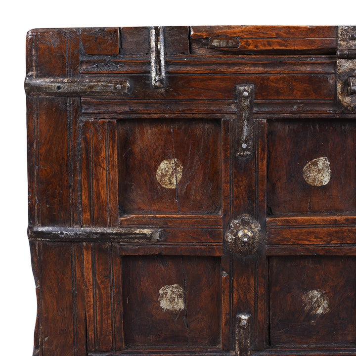 Corner Detail From Antique Indian Stick Box Storage Chest | Indigo Antiques