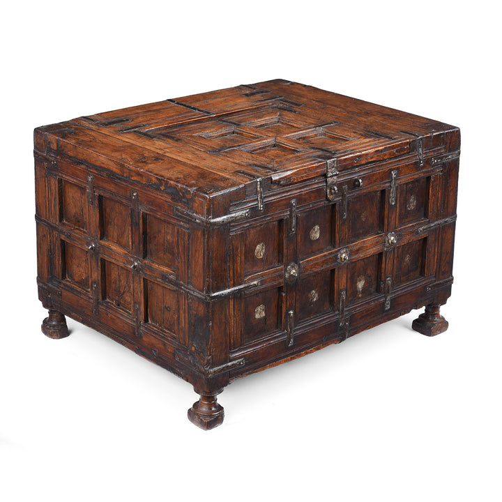 Angled VIew Of Antique Indian Stick Box Storage Chest | Indigo Antiques