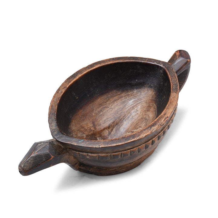 Top Down View Of Antique Indian Carved Wood Kharal | Indigo Antiques