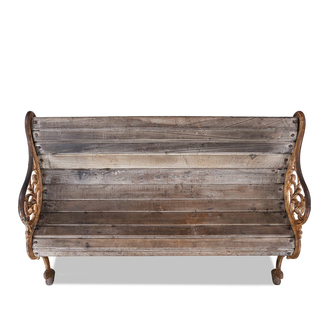 Top Down View Of Antique Indian Cast Iron Garden Bench | Indigo Antiques