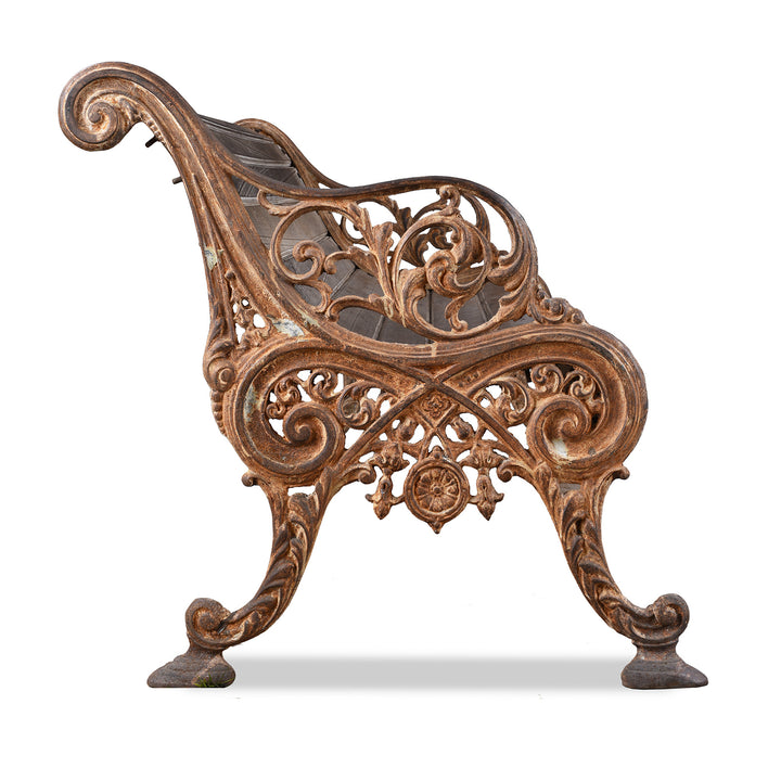 Side View Of Antique Indian Cast Iron Garden Bench | Indigo Antiques