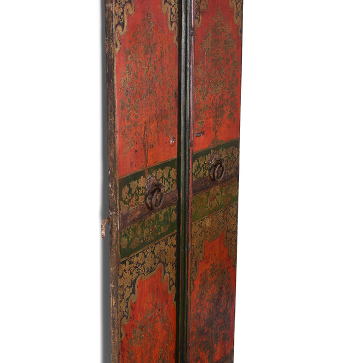 Angled VIew Of Exceptional Indian Double Sided Painted Doors | Indigo Antiques