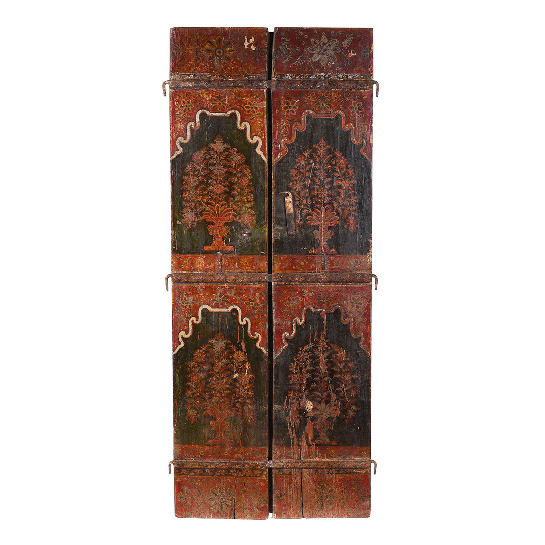 Back Of Exceptional Indian Double Sided Painted Doors | Indigo Antiques