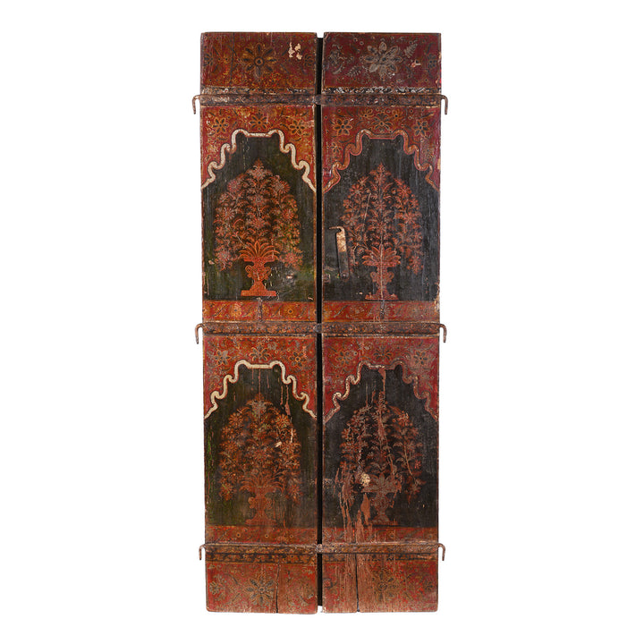 Back Of Exceptional Indian Double Sided Painted Doors | Indigo Antiques
