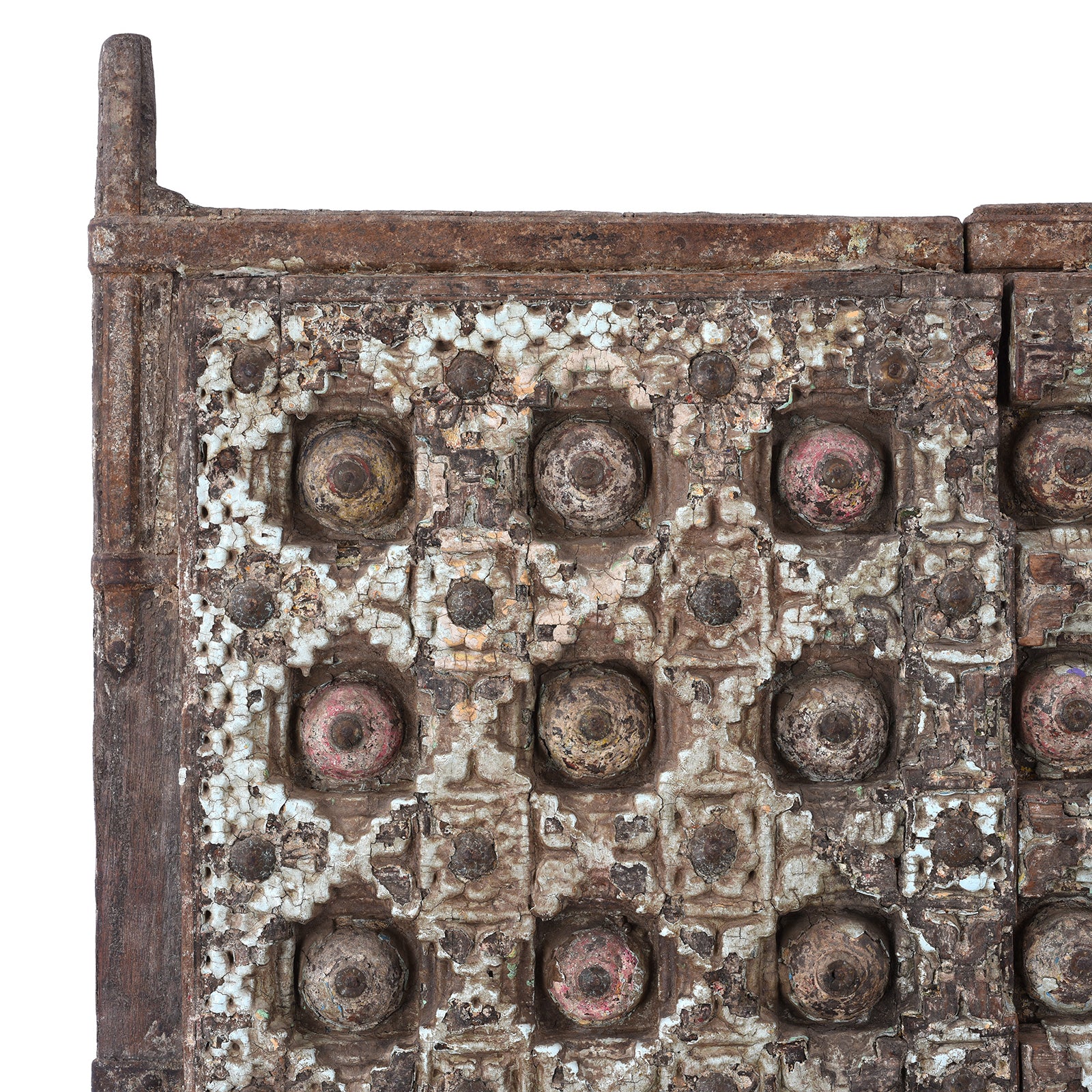 Corner Detail From Antique Indian Painted Door | Indigo Antiques