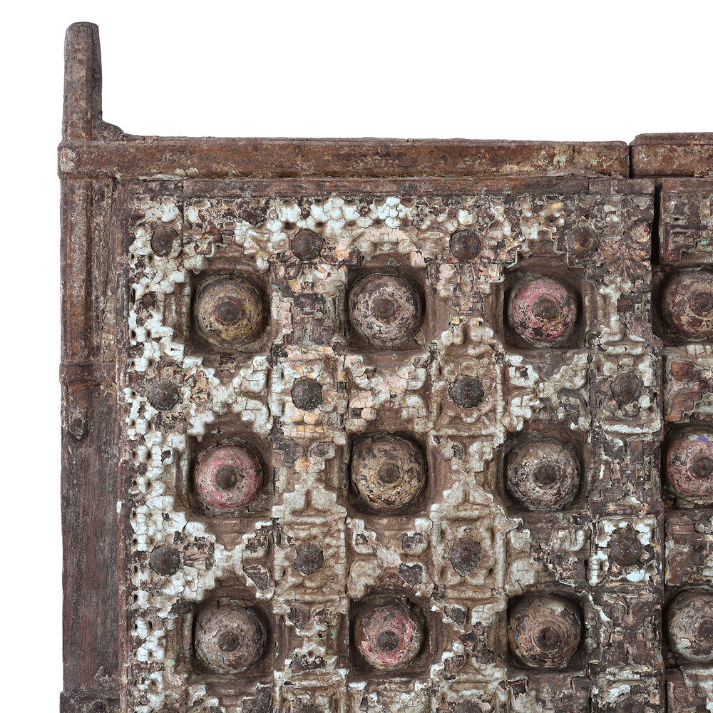 Corner Detail From Antique Indian Painted Door | Indigo Antiques