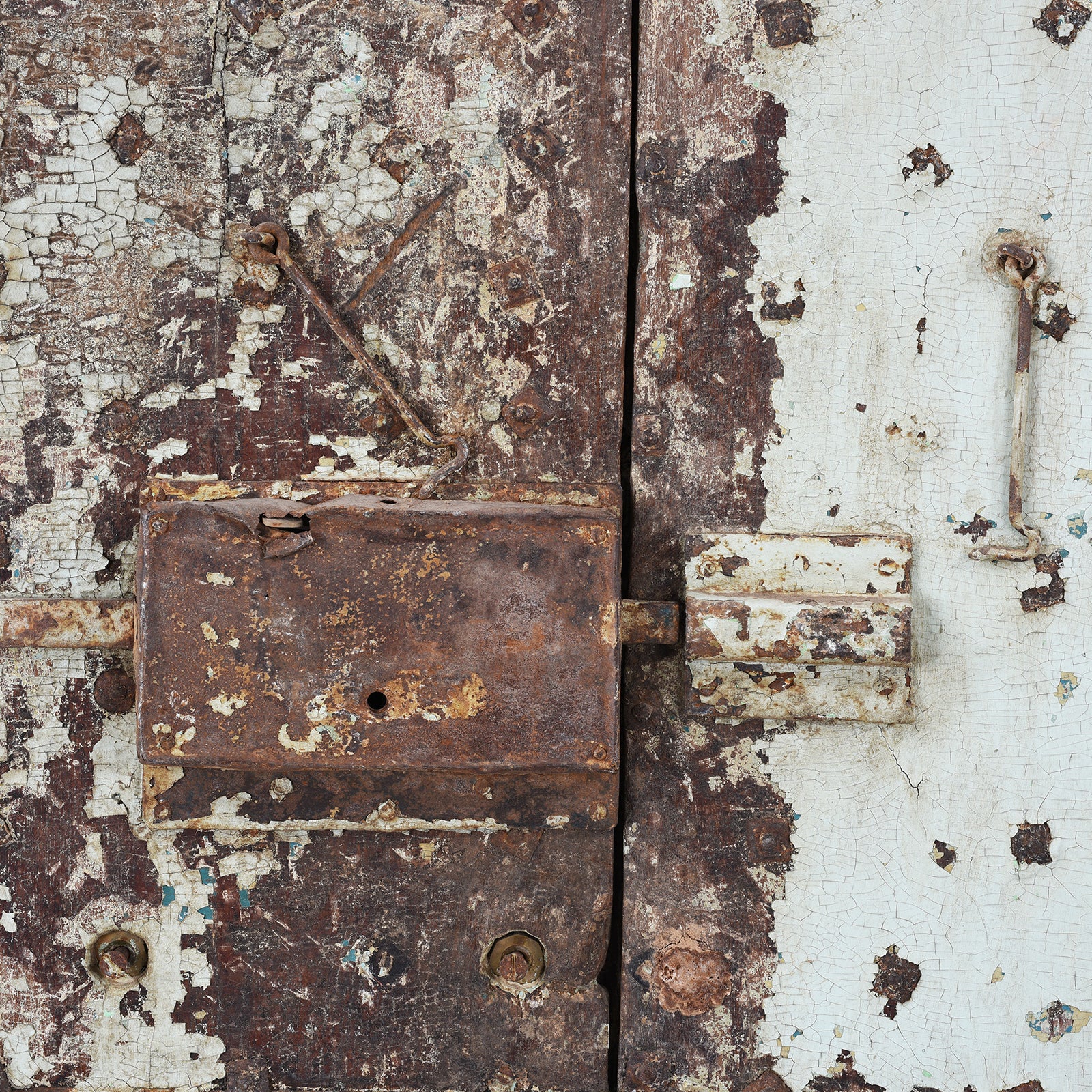 Locking plate Detail From Antique Indian Painted Door | Indigo Antiques