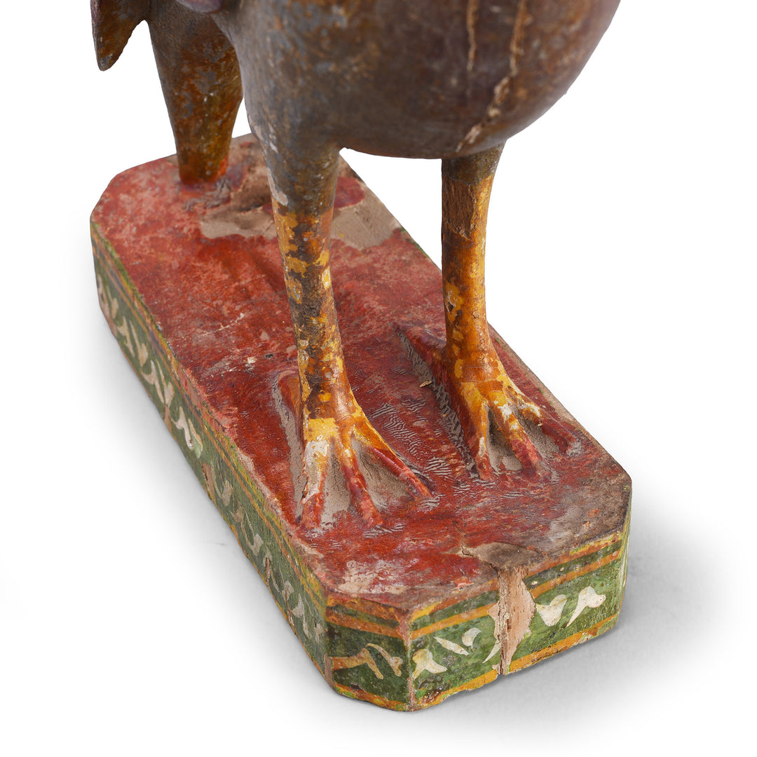 Feet And Base Detail From Polychromed Indian Peacock Figure From Surat With Original Painted And Gilded Finish Circa 1900