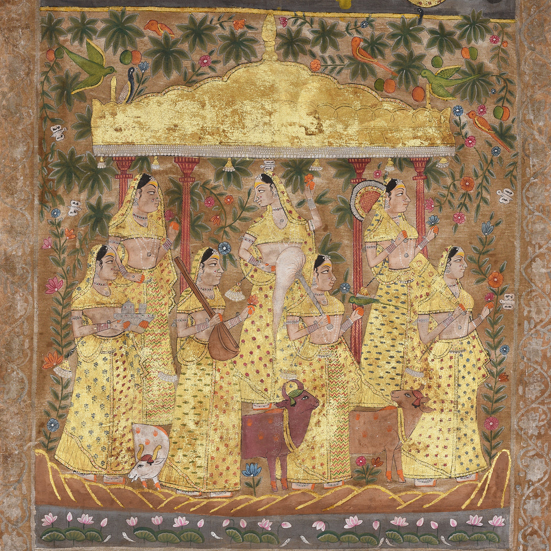 Central Detail From Antique Painted Pichwai From Nathdwara Rajasthan | Indigo Antiques