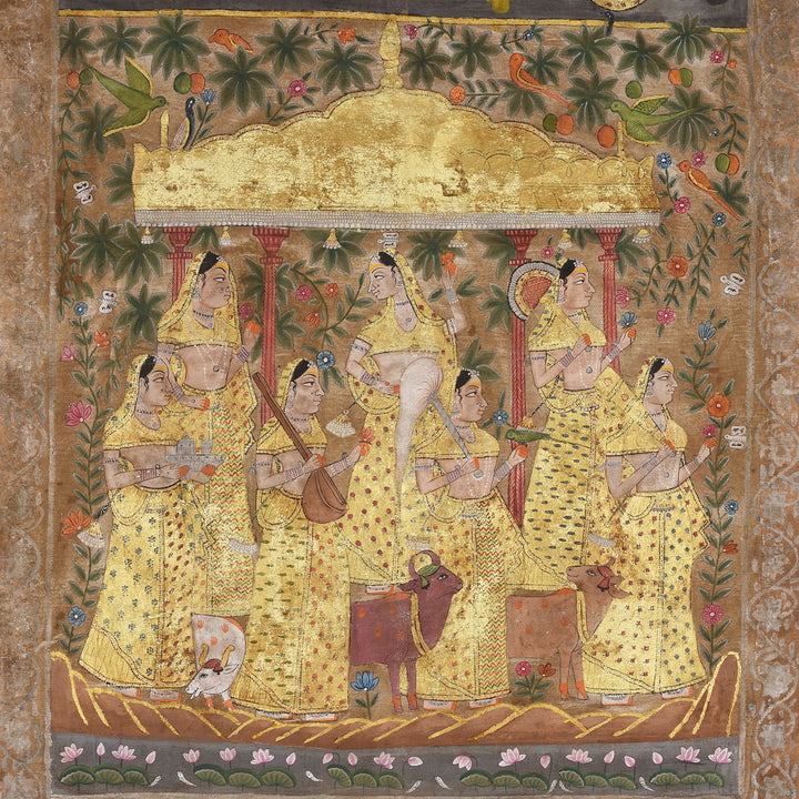 Central Detail From Antique Painted Pichwai From Nathdwara Rajasthan | Indigo Antiques