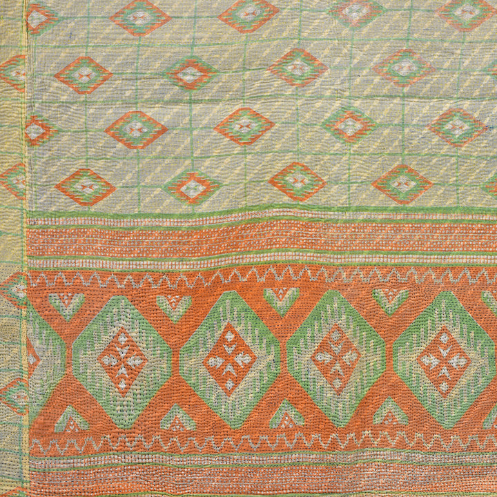 Detail From Vintage Bengali Kantha Throw | Indigo Antiques 