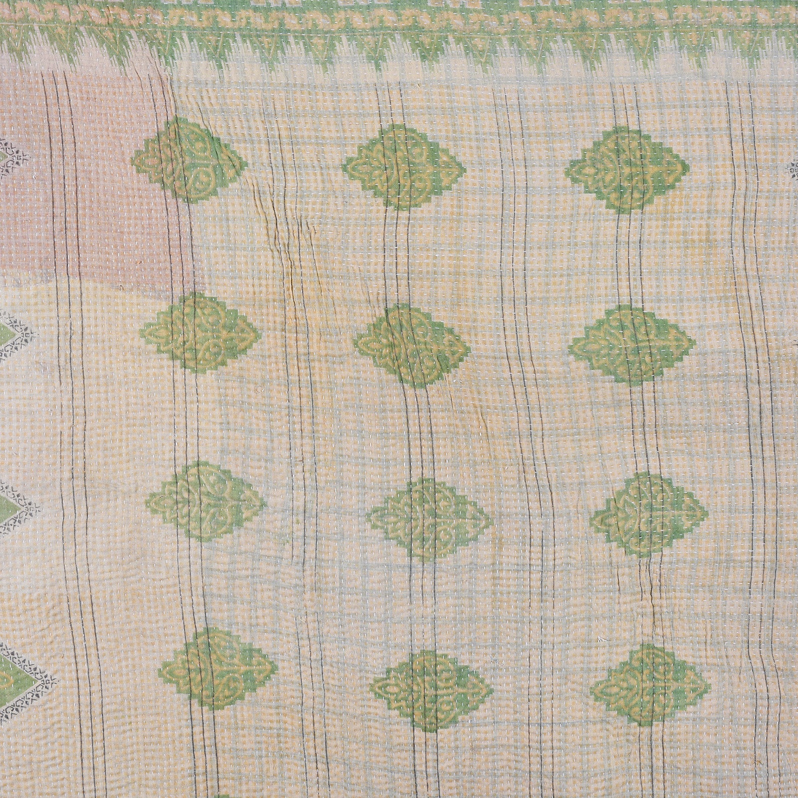 Detail From Vintage Bengali Kantha Throw | Indigo Antiques