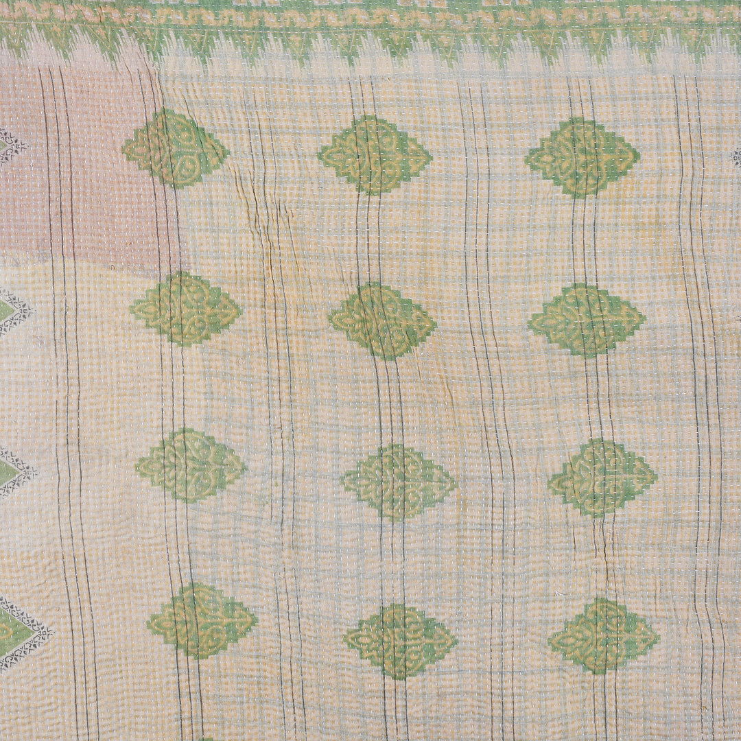 Detail From Vintage Bengali Kantha Throw | Indigo Antiques