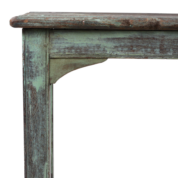 Green Painted Indian Reclaimed Teak Bench