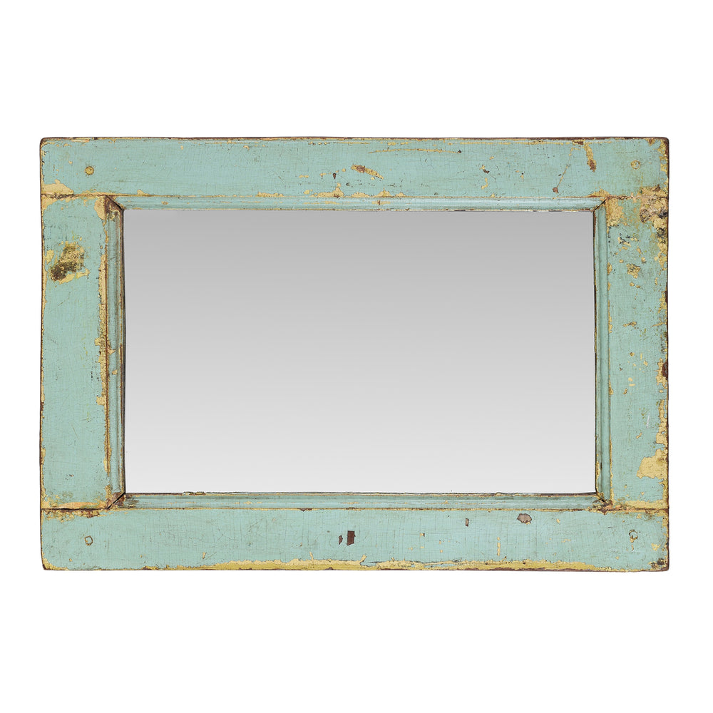 Green Painted Indian Mirror | Indigo Antiques