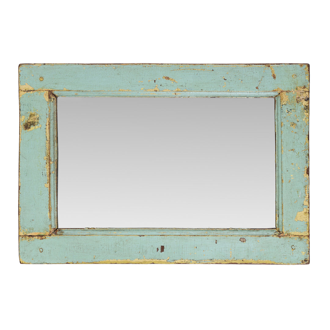 Green Painted Indian Mirror | Indigo Antiques