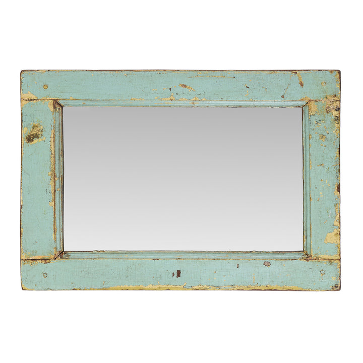 Green Painted Indian Mirror | Indigo Antiques