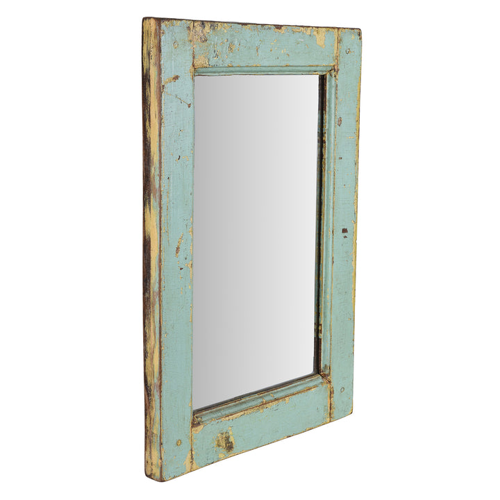 Reclaimed Painted Wooden Mirror from Gujarat