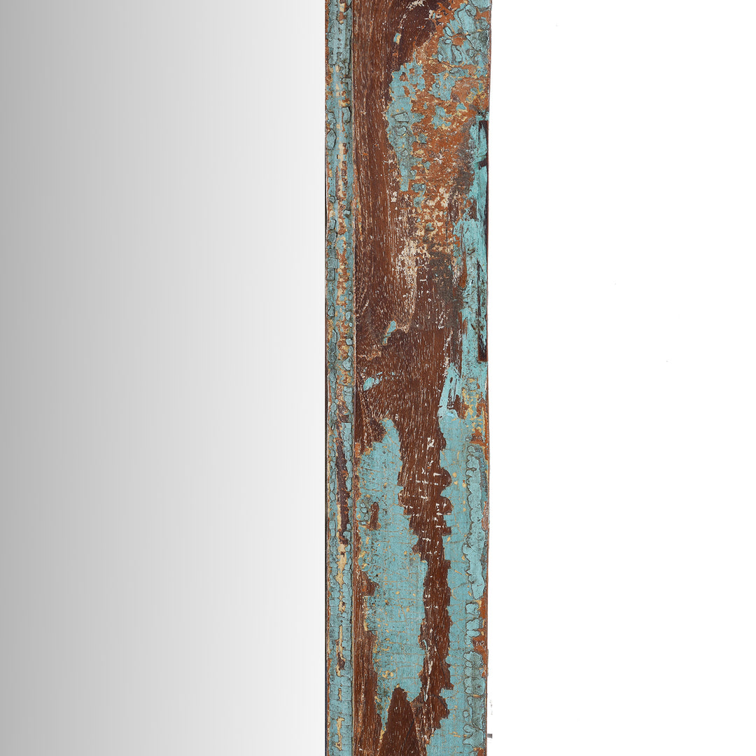Frame Detail From Old Green Painted Teak Mirror | Indigo Antiques