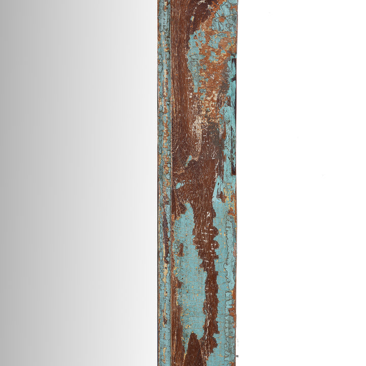 Frame Detail From Old Green Painted Teak Mirror | Indigo Antiques