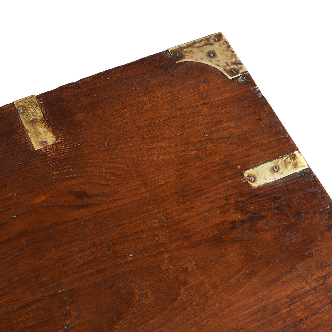 Surface Detail From Antique Indian Brass Bound Teak Military Chest | Indigo Antiques