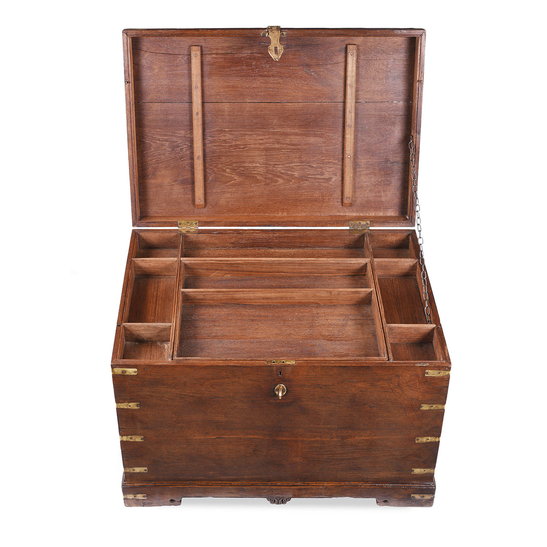 Interior View Of Antique Indian Brass Bound Teak Military Chest | Indigo Antiques