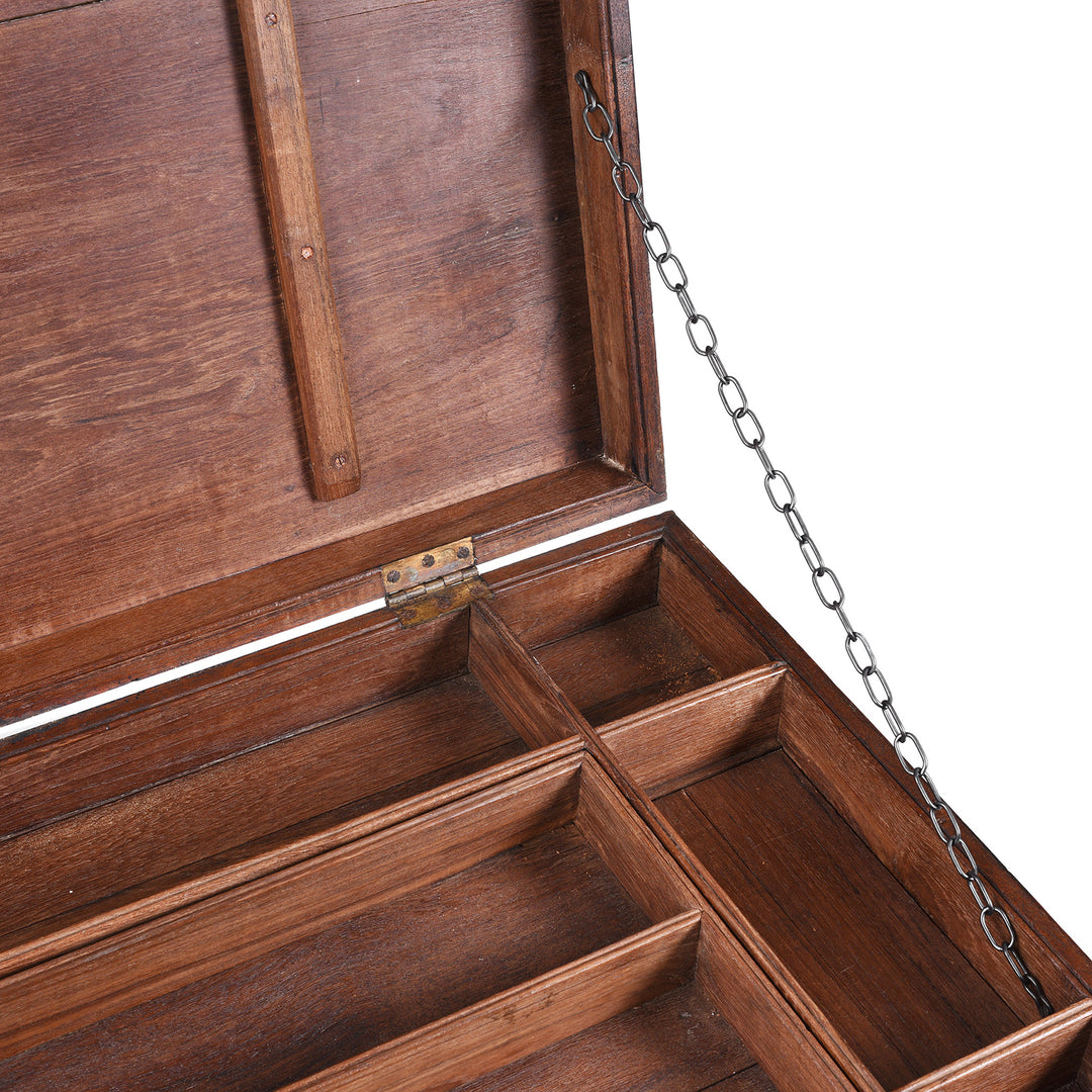 Chain Detail From Antique Indian Brass Bound Teak Military Chest | Indigo Antiques