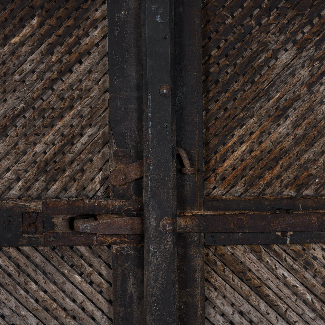 Detail From Back Of Carved Teak Jali Doors From Bikaner