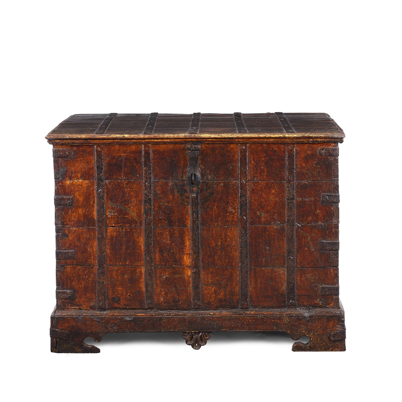 Iron Bound Indian Chest From Gujarat - 19thC