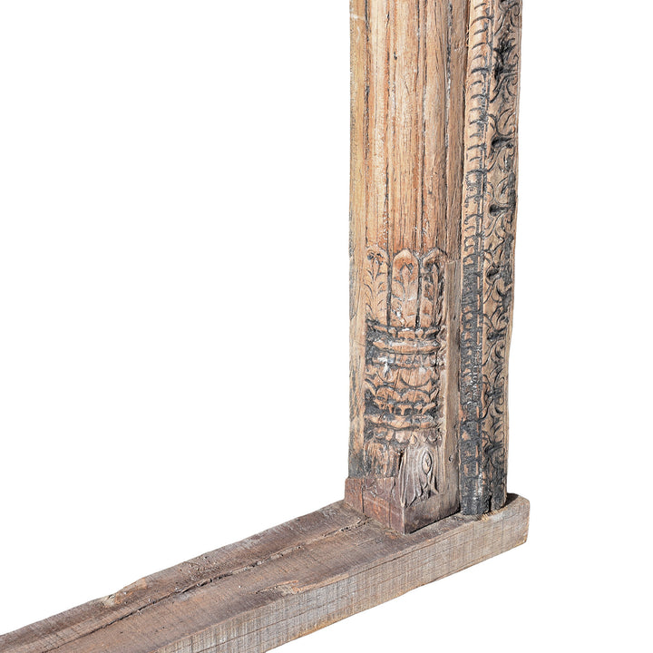 Depth Detail From 19th Century Carved Wooden Mughal Archway From Punjab With Intricate Floral And Geometric Detailing