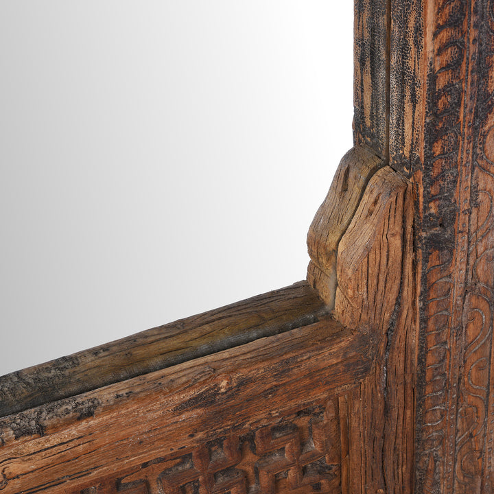 Depth Detail From Antique Indian Mirror Made From An Old Teak Window | Indigo Antiques