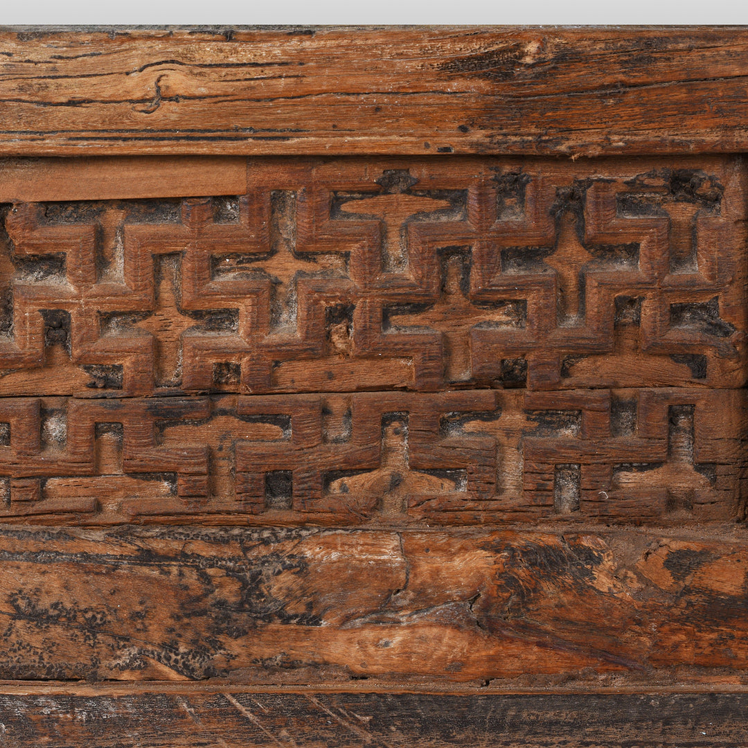 Carving Detail From Antique Indian Mirror Made From An Old Teak Window | Indigo Antiques